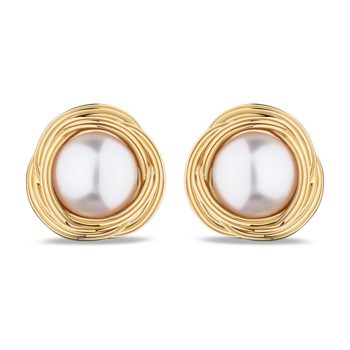 Сережки «Вінтаж» з перлиною в золотому обрамленні