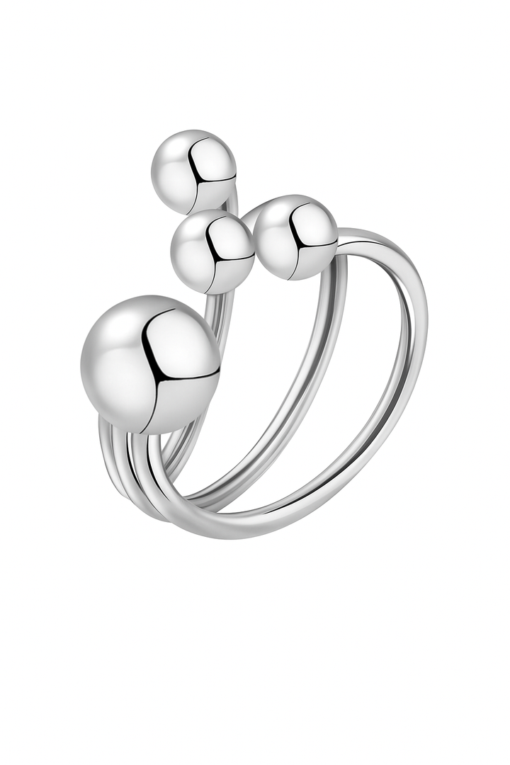 Золоте кільце «Сфера» з чотирьма кулями