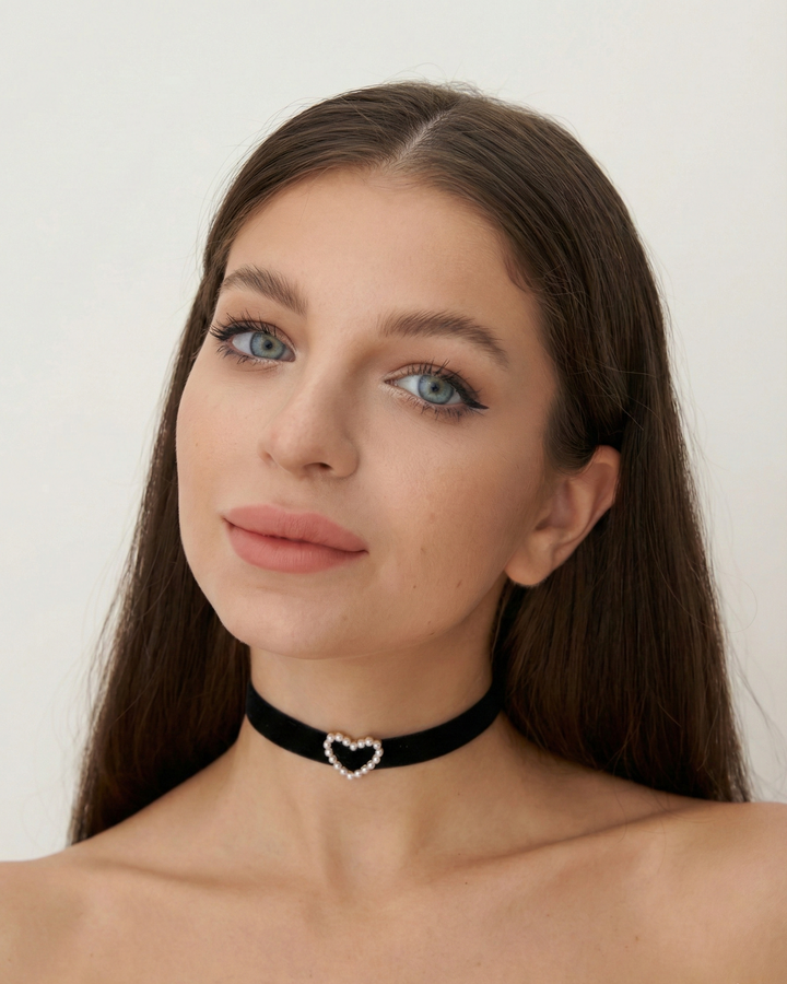 Чокер «Велюра» з оксамиту з перловим сердечком