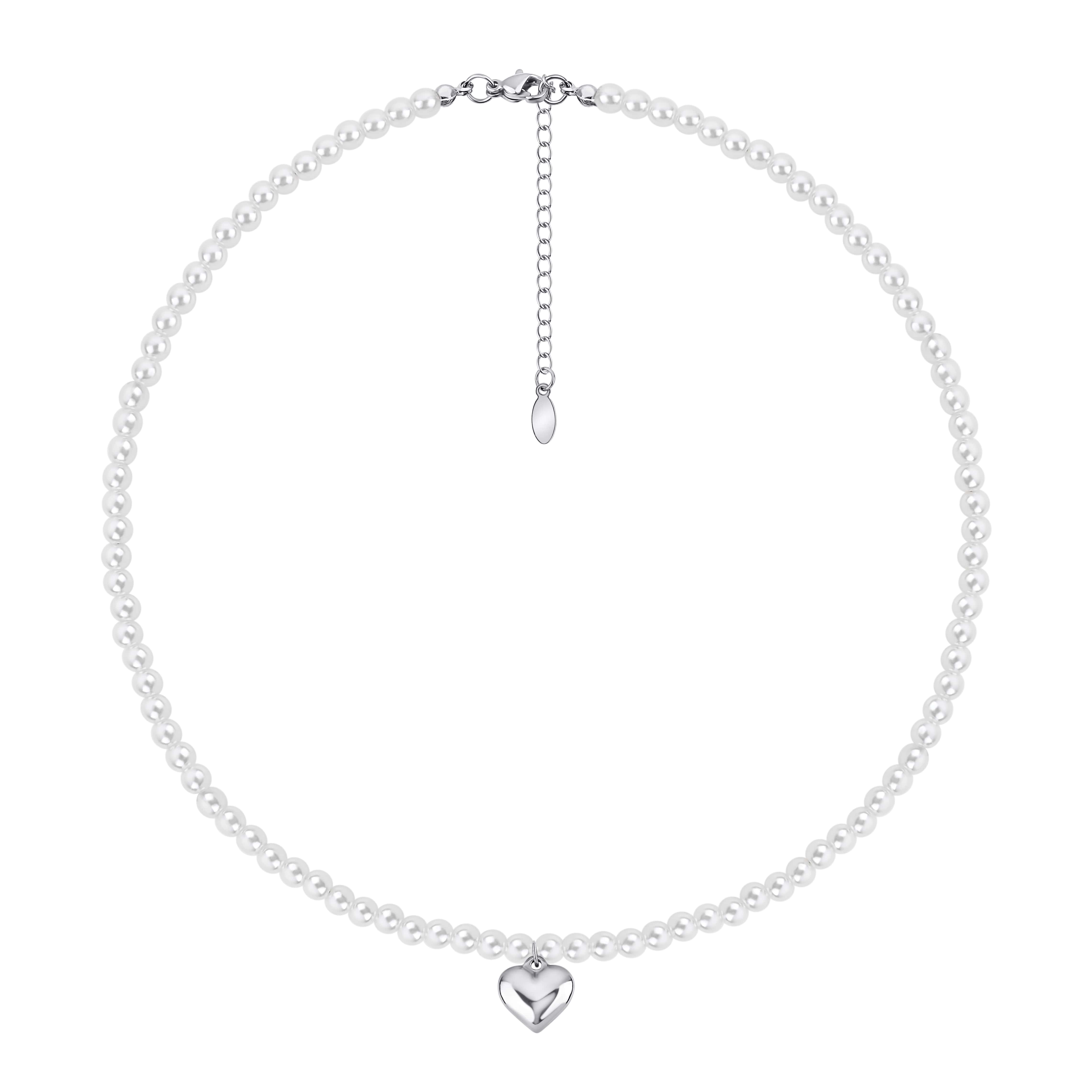 Перлове намисто «Ніжність» з підвіскою сердечком