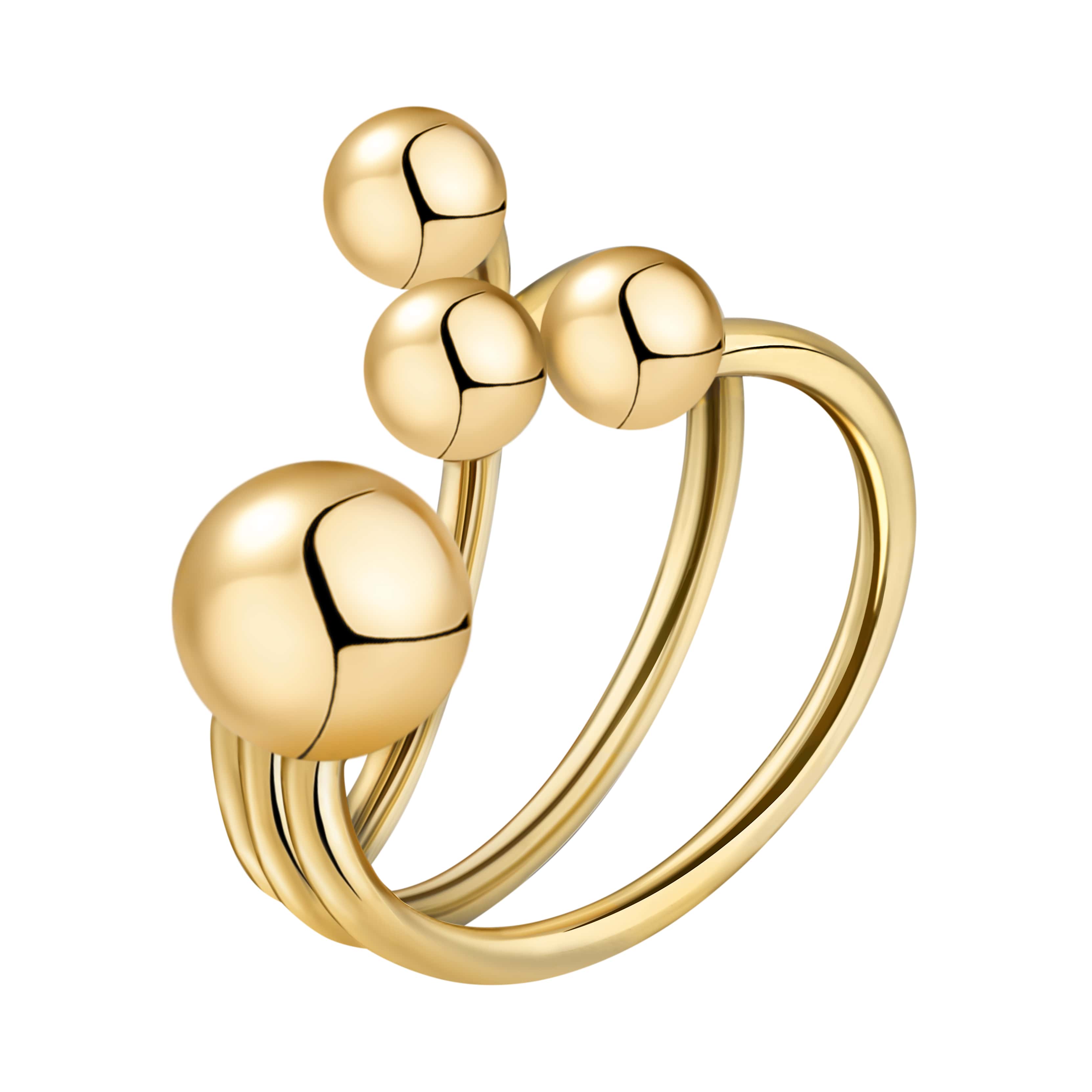 Золоте кільце «Сфера» з чотирьма кулями