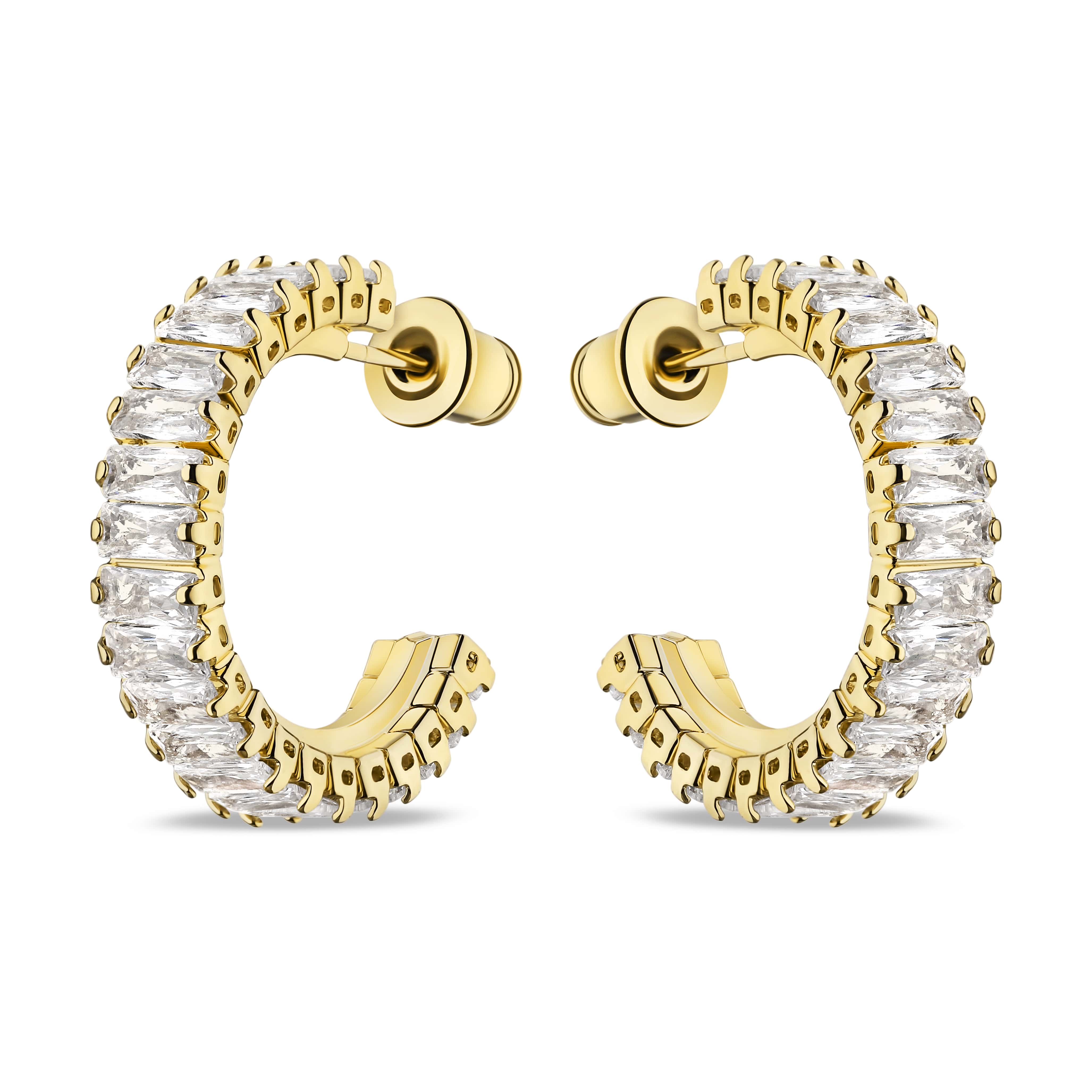 Сережки «Сяйво» у формі кільця з кристалами