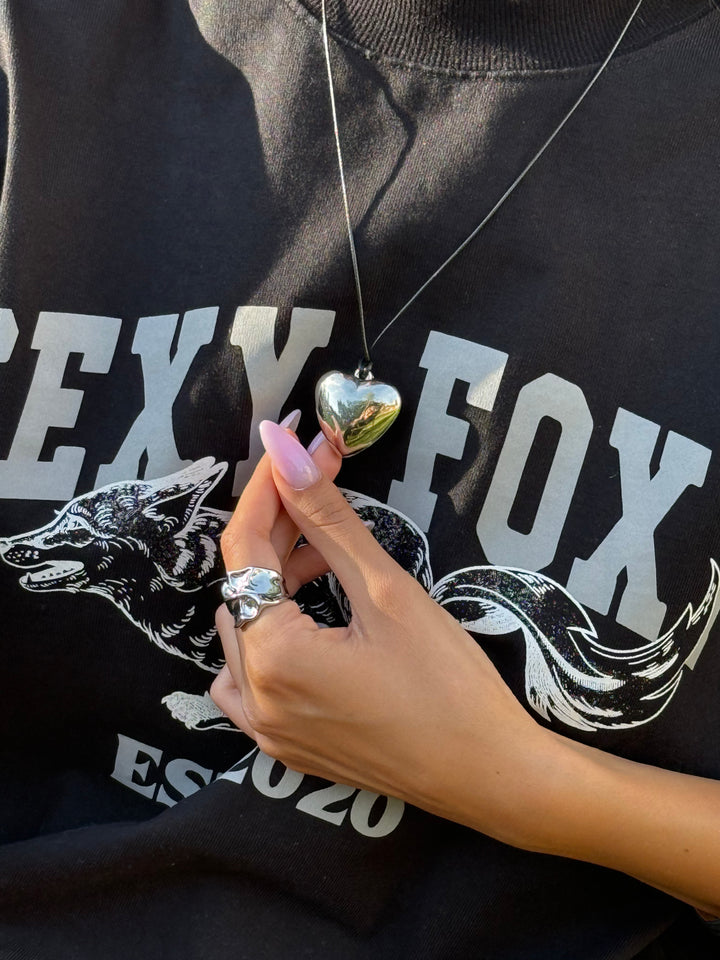 Кольє-чокер «Лавея» зі срібним серцем на шнурку